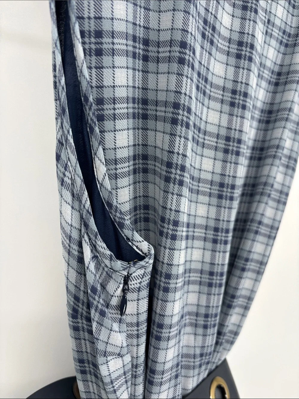 Michael Kors Blue Patchwork handkerchief chambray  Asymmetrical Tank belt Dress